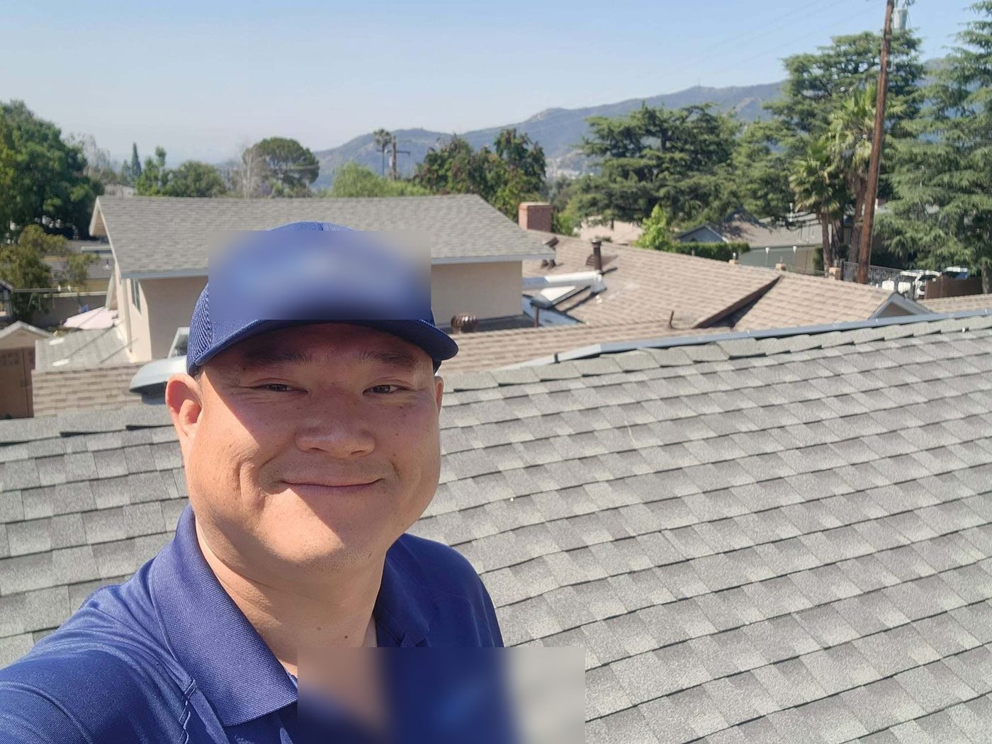 Rooftop evaluation with mountain backdrop